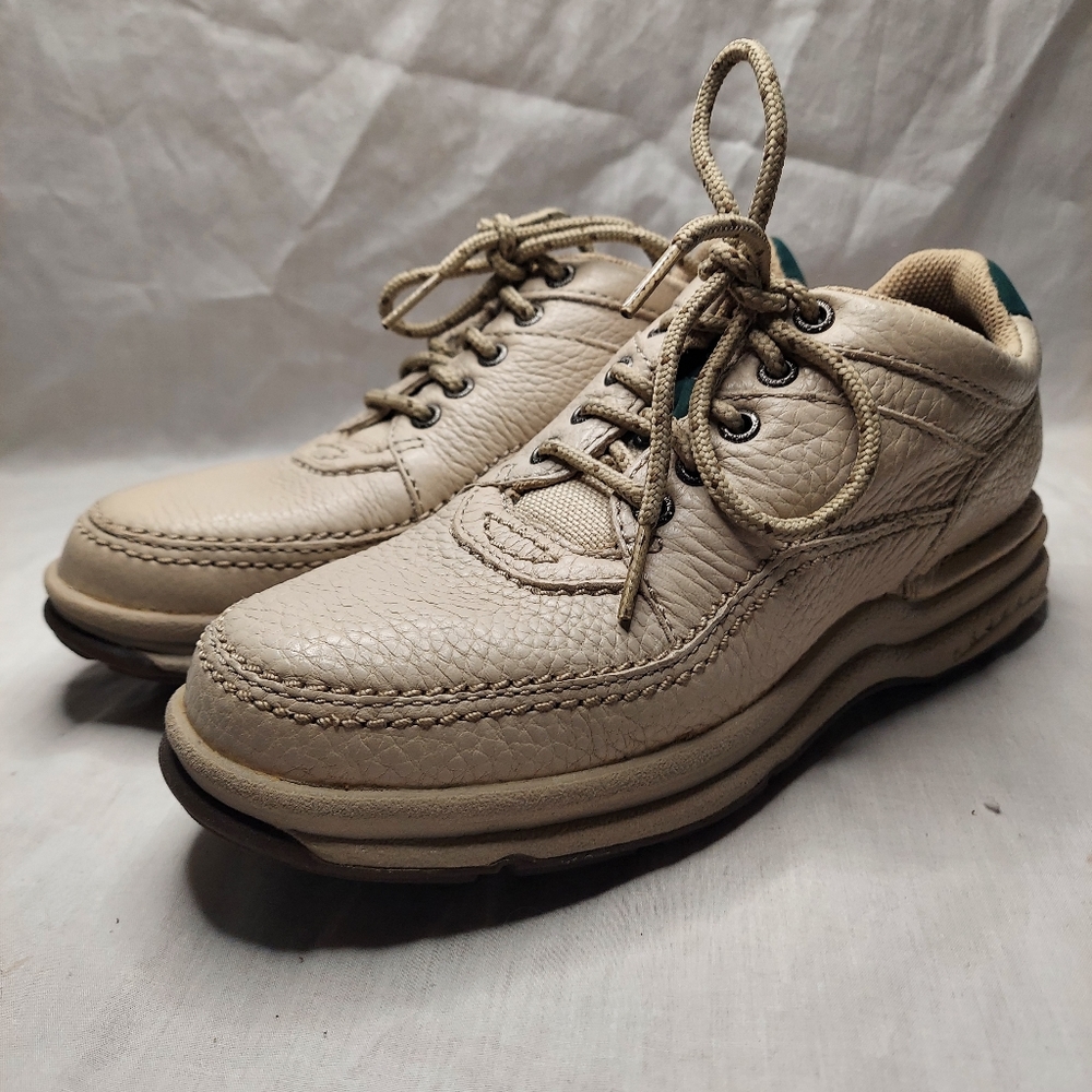 ROCKPORT WWT14 Beige Pro Walker Women Leather Walking Shoes Sneakers Sz 6M.